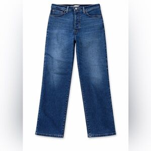 Levi’s Ribcage Straight Ankle Jeans 31x 26 High Rise Button Fly Stretchy Blue